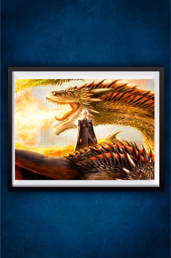 Multicolor_Acrylic_Daenerys_With_Dragon_Game_Of_Thrones_Poster_For_Home_Decor